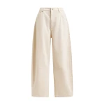 Essentiel Antwerp Off-white cotton cropped barrel-leg jeans - Essentiel Antwerp Pants - Colorful Belgian Design - Shop at Coveti