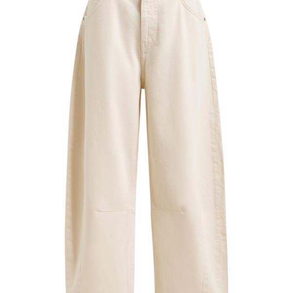 Essentiel Antwerp Off-white cotton cropped barrel-leg jeans - Essentiel Antwerp Pants - Colorful Belgian Design - Shop at Coveti