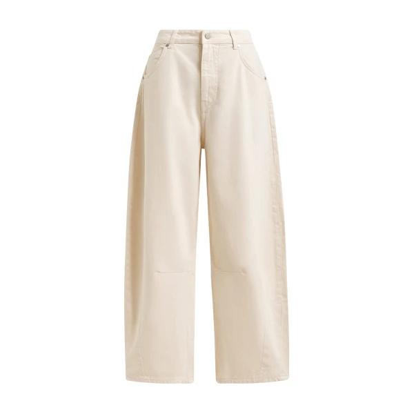 Essentiel Antwerp Off-white cotton cropped barrel-leg jeans - Essentiel Antwerp Pants - Colorful Belgian Design - Shop at Coveti