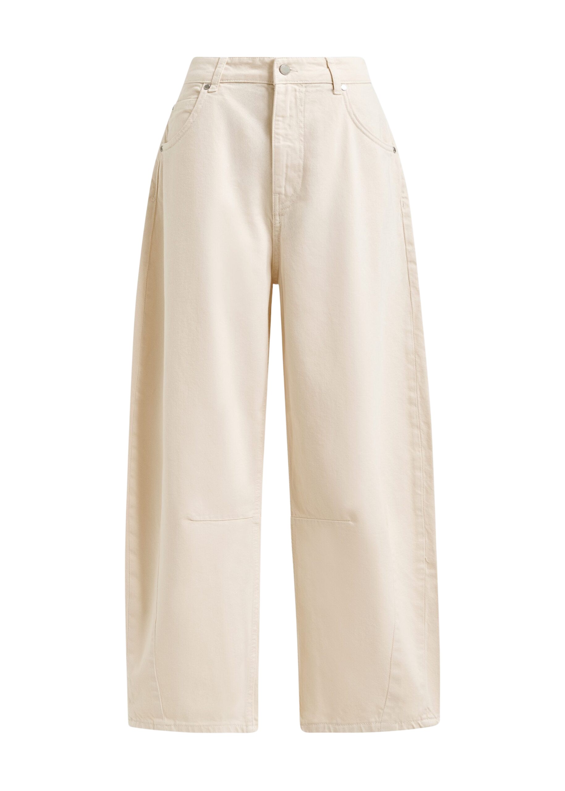Essentiel Antwerp Off-white cotton cropped barrel-leg jeans