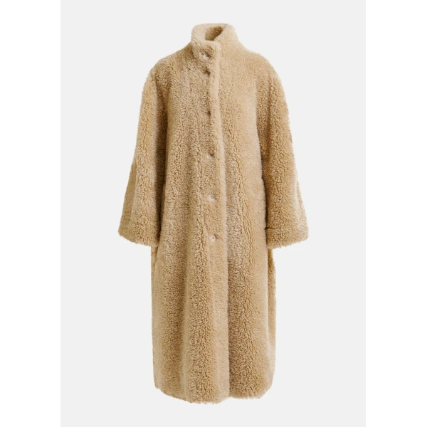 Essentiel Antwerp Off-white oversized faux shearling coat with stand-up collar