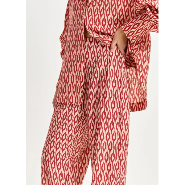 Essentiel Antwerp Orange and beige barrel-leg printed pants, view 4
