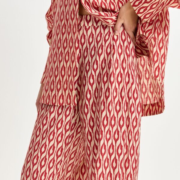 Essentiel Antwerp Orange and beige barrel-leg printed pants - Essentiel Antwerp Pants - Colorful Belgian Design - Shop at Coveti
