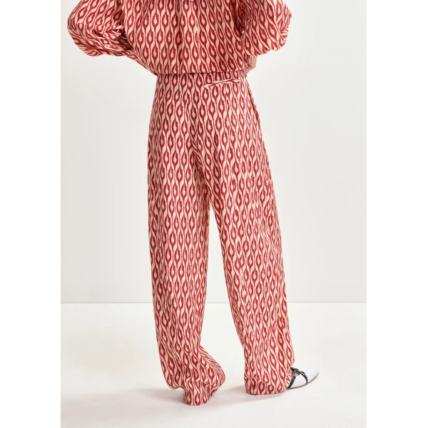 Essentiel Antwerp Orange and beige barrel-leg printed pants, view 5