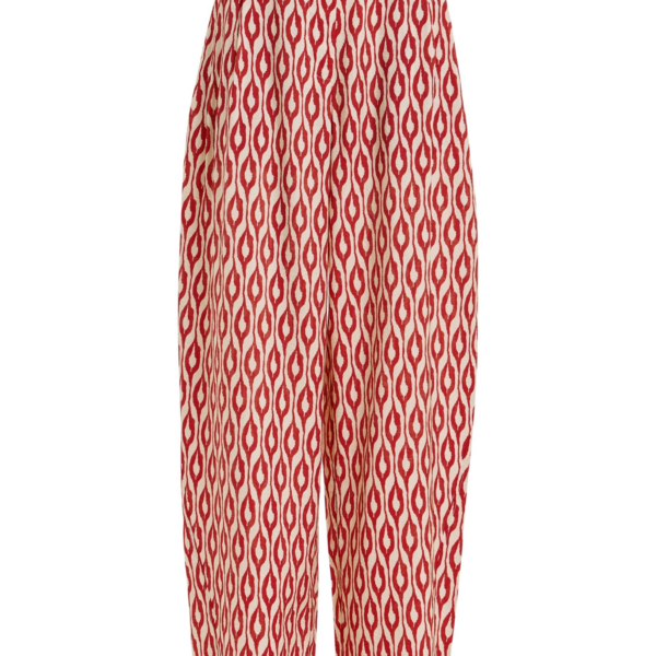 Essentiel Antwerp Orange and beige barrel-leg printed pants - Essentiel Antwerp Pants - Colorful Belgian Design - Shop at Coveti