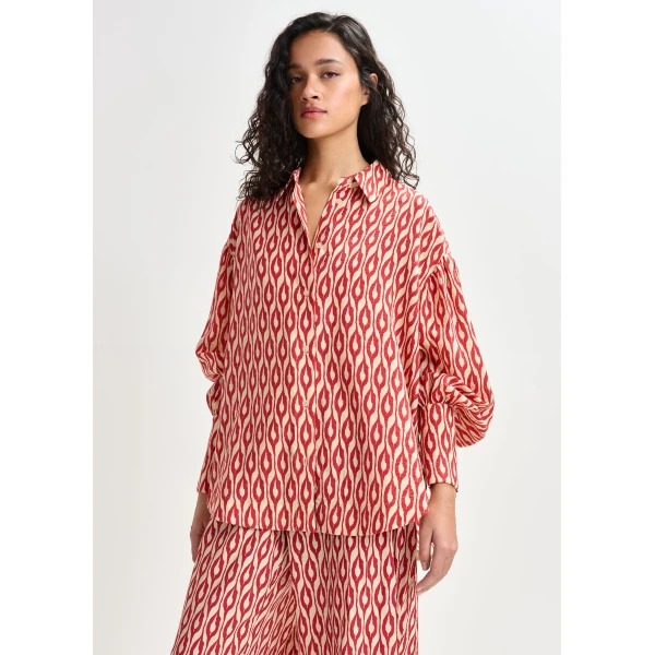 Essentiel Antwerp Orange and beige printed shirt, view 2