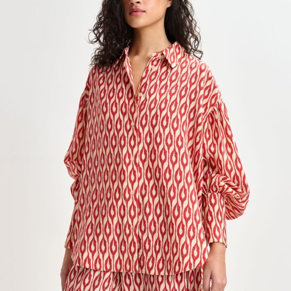 Essentiel Antwerp Orange and beige printed shirt - Essentiel Antwerp Shirts - Colorful Belgian Design - Shop at Coveti