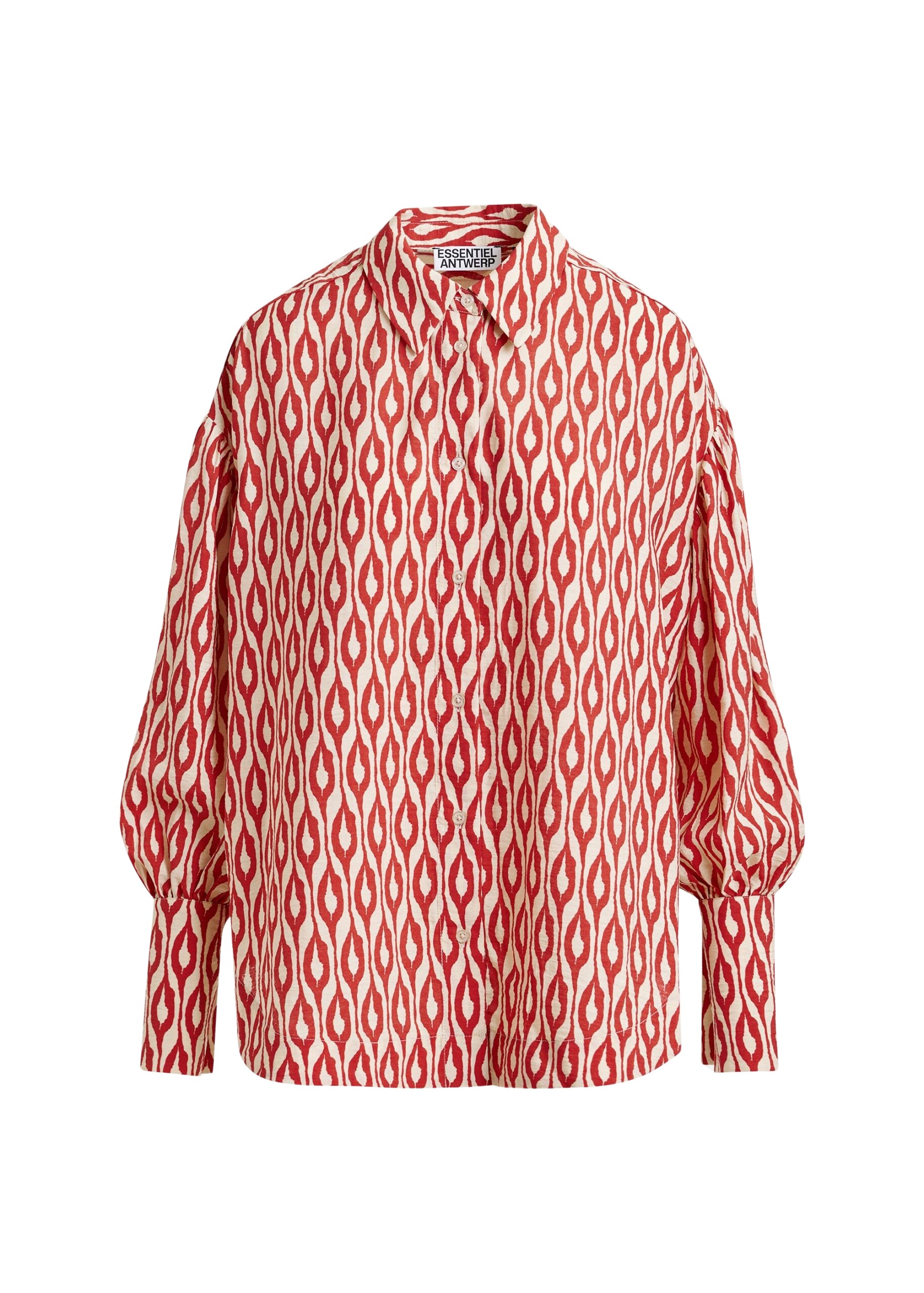 Essentiel Antwerp Orange and beige printed shirt - Essentiel Antwerp Shirts - Colorful Belgian Design - Shop at Coveti