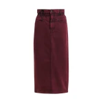 Essentiel Antwerp Overdyed Burdundy midi skirt with paperbag waist - Essentiel Antwerp Skirts - Colorful Belgian Design - Shop at Coveti