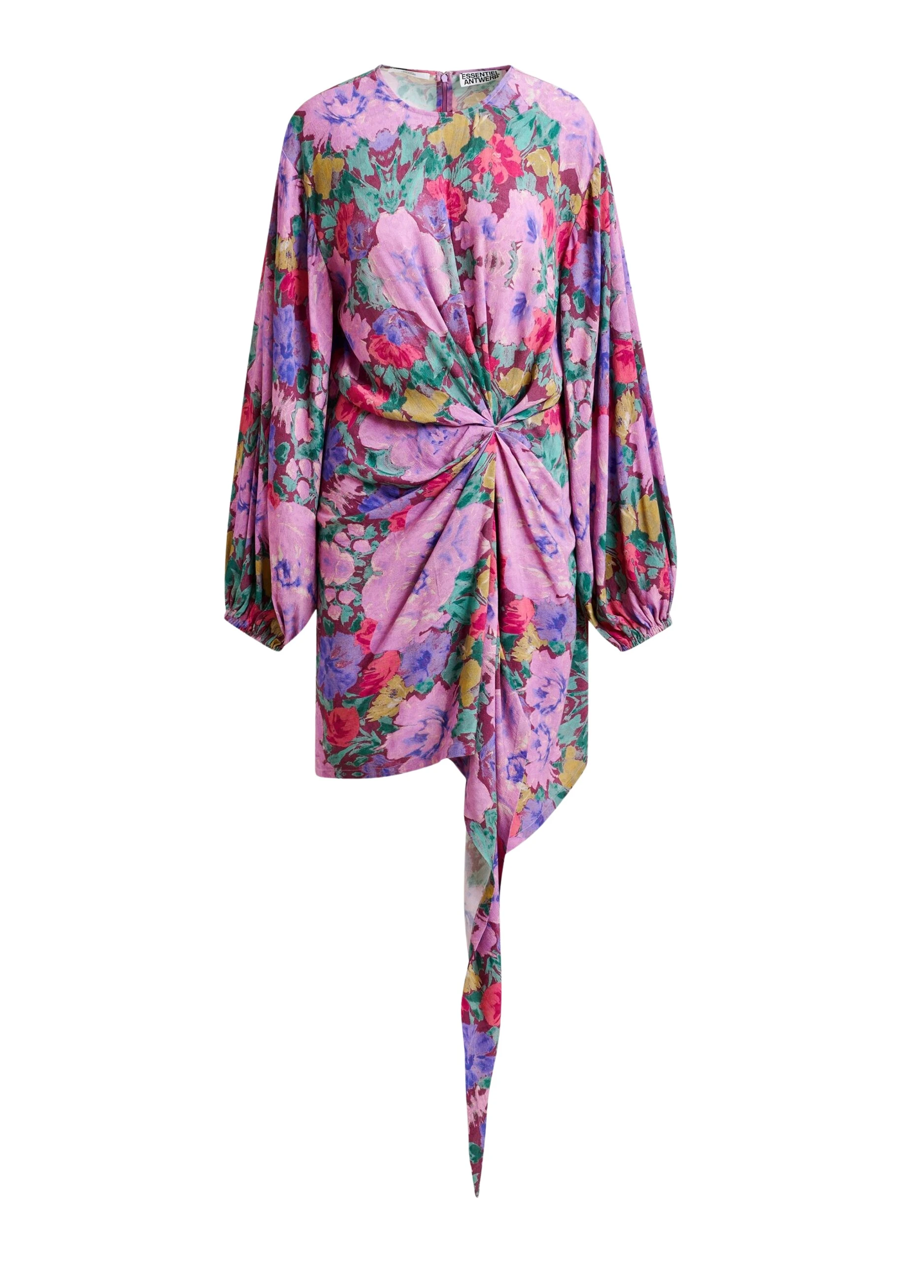 Purple-and-multicolor-gathered-mini-dress-with-draped-skirt-Essentiel-Antwerp-Dresses-scaled65840_nobg Essentiel Antwerp Purple and multicolor gathered mini dress with draped skirt - Essentiel Antwerp Dresses - Colorful Belgian Design - Shop at Coveti