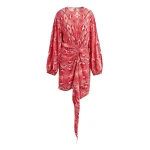 Essentiel Antwerp Red and orange gathered mini dress with draped skirt - Essentiel Antwerp Dresses - Colorful Belgian Design - Shop at Coveti