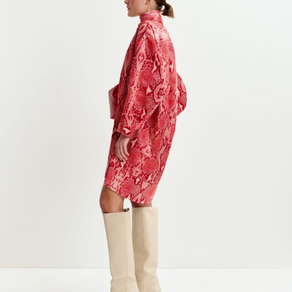 Essentiel Antwerp Red and orange snakeprint minidress - Essentiel Antwerp Dresses - Colorful Belgian Design - Shop at Coveti