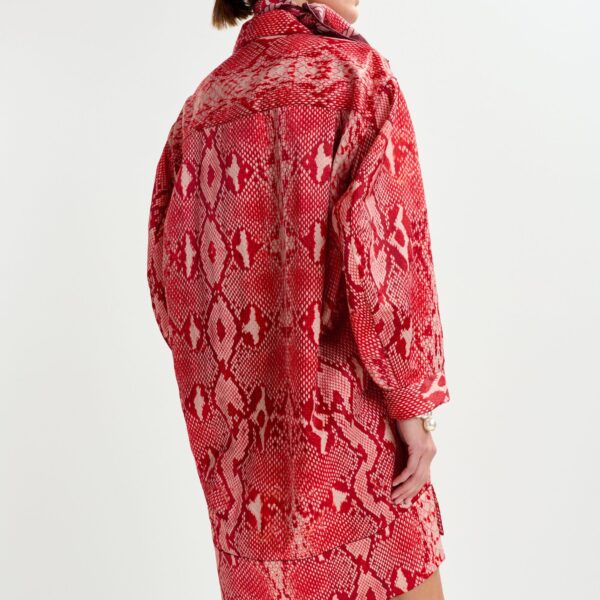 Essentiel Antwerp Red and orange snakeprint minidress - Essentiel Antwerp Dresses - Colorful Belgian Design - Shop at Coveti