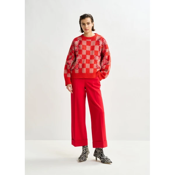 Essentiel Antwerp Red cropped pants with folded cuffs, view 2
