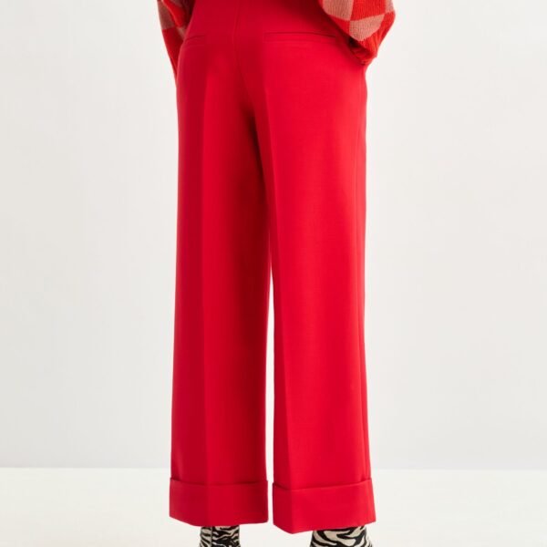 Essentiel Antwerp Red cropped pants with folded cuffs - Essentiel Antwerp Pants - Colorful Belgian Design - Shop at Coveti