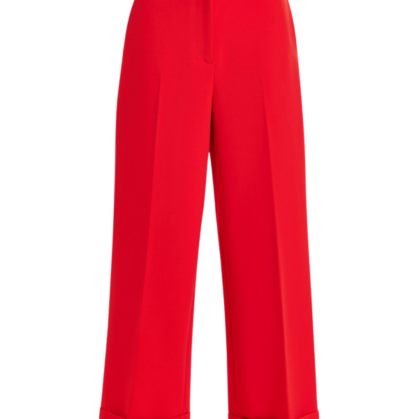 Essentiel Antwerp Red cropped pants with folded cuffs - Essentiel Antwerp Pants - Colorful Belgian Design - Shop at Coveti