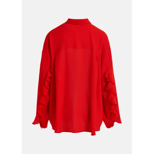Essentiel Antwerp Red fuffle-sleeve shirt, view 2
