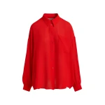 Essentiel Antwerp Red fuffle-sleeve shirt - Essentiel Antwerp Shirts - Colorful Belgian Design - Shop at Coveti