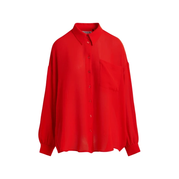 Essentiel Antwerp Red fuffle-sleeve shirt - Essentiel Antwerp Shirts - Colorful Belgian Design - Shop at Coveti