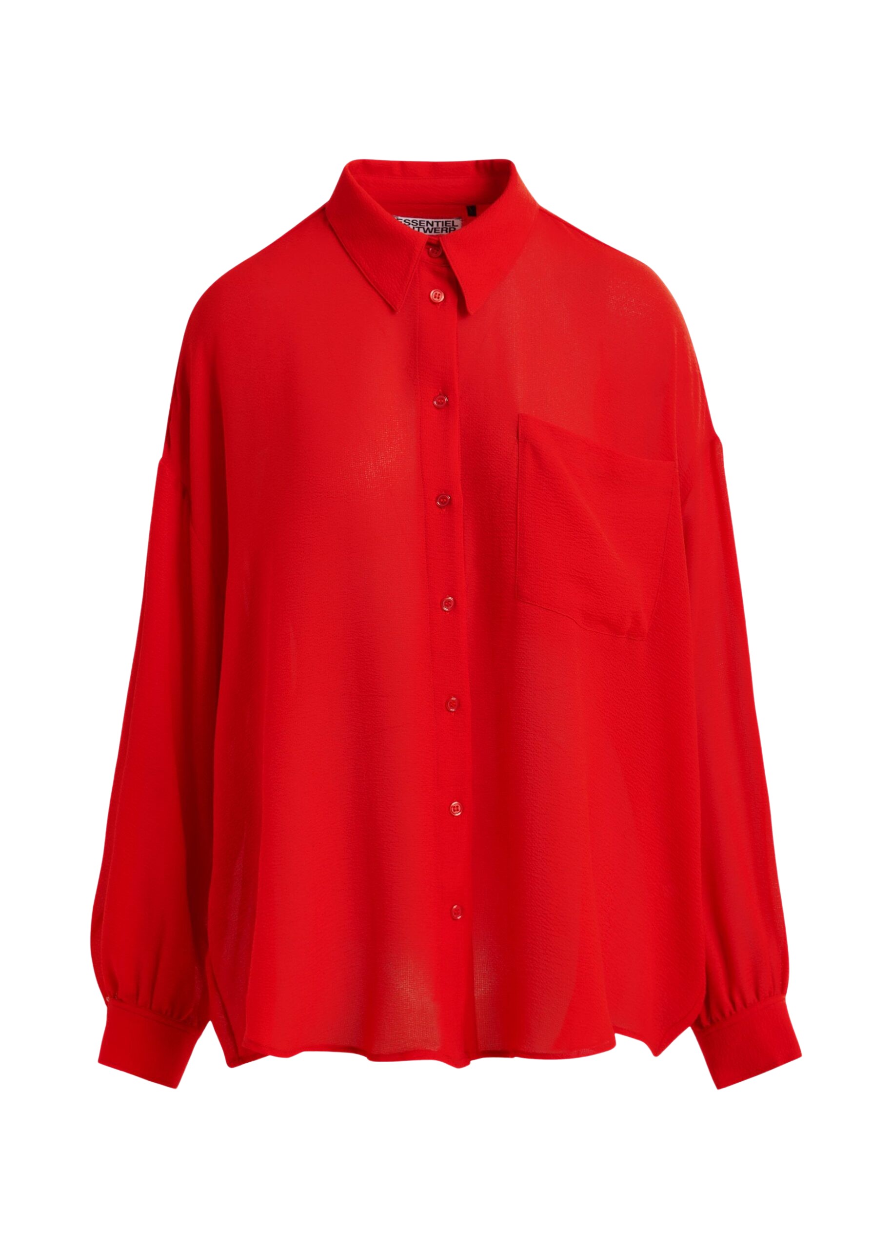 Essentiel Antwerp Red fuffle-sleeve shirt - Essentiel Antwerp Shirts - Colorful Belgian Design - Shop at Coveti