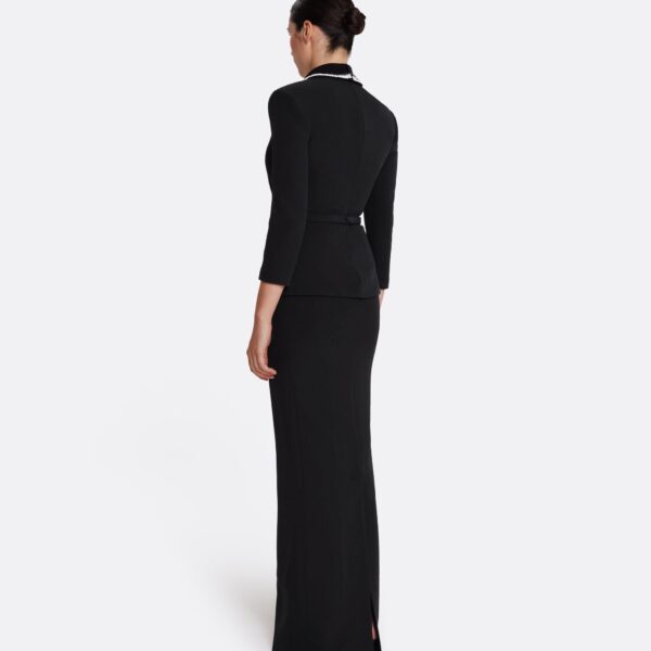 Safiyaa Adelina Top in Black with Greyscale - Safiyaa Tops - Heavy Crepe Cape Gown - Shop at Coveti