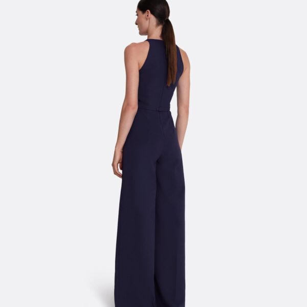Safiyaa Althea Jumpsuit in Azurite with Multi-blues - Safiyaa Jumpsuit - Heavy Crepe Cape Gown - Shop at Coveti