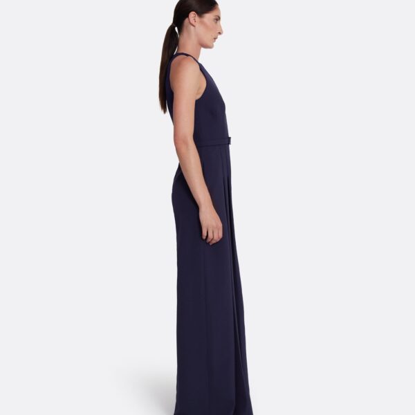 Safiyaa Althea Jumpsuit in Azurite with Multi-blues - Safiyaa Jumpsuit - Heavy Crepe Cape Gown - Shop at Coveti