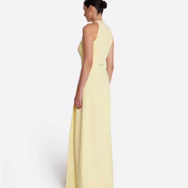 Safiyaa Althea Jumpsuit in Pale Yellow - Safiyaa Jumpsuit - Heavy Crepe Cape Gown - Shop at Coveti