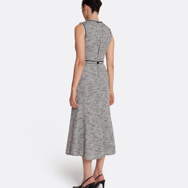 Safiyaa Andrea Midi Dress in Greyscale - Safiyaa Dresses - Heavy Crepe Cape Gown - Shop at Coveti