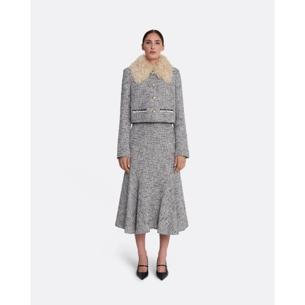 Safiyaa Annalisa Jacket in Stone on Greyscale, view 3