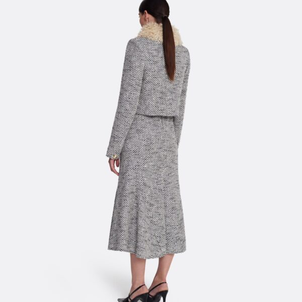 Safiyaa Annalisa Jacket in Stone on Greyscale - Safiyaa Jackets - Heavy Crepe Cape Gown - Shop at Coveti