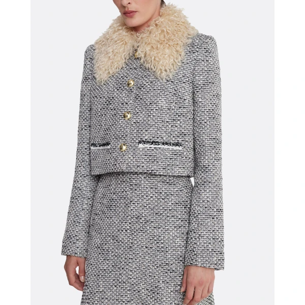 Safiyaa Annalisa Jacket in Stone on Greyscale, view 6