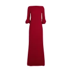 Safiyaa Danica Long Dress in Azalea Red - Safiyaa Dresses - Heavy Crepe Cape Gown - Shop at Coveti
