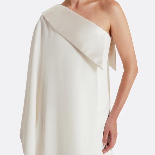 Safiyaa Eleonora Long Dress in Ivory - Safiyaa Dresses - Heavy Crepe Cape Gown - Shop at Coveti