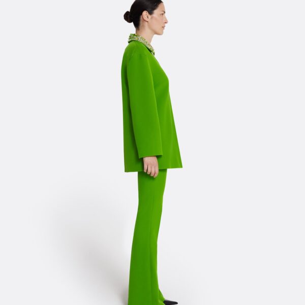 Safiyaa Giovanna Top in Verdant Green with Multi-greens - Safiyaa Tops - Heavy Crepe Cape Gown - Shop at Coveti