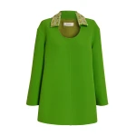 Safiyaa Giovanna Top in Verdant Green with Multi-greens - Safiyaa Tops - Heavy Crepe Cape Gown - Shop at Coveti