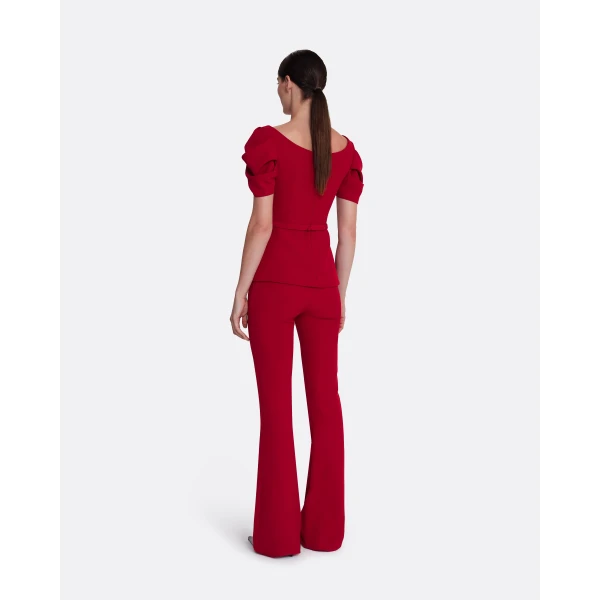 Safiyaa Ivana Top & Bertha Belt in Azalea Red, view 4