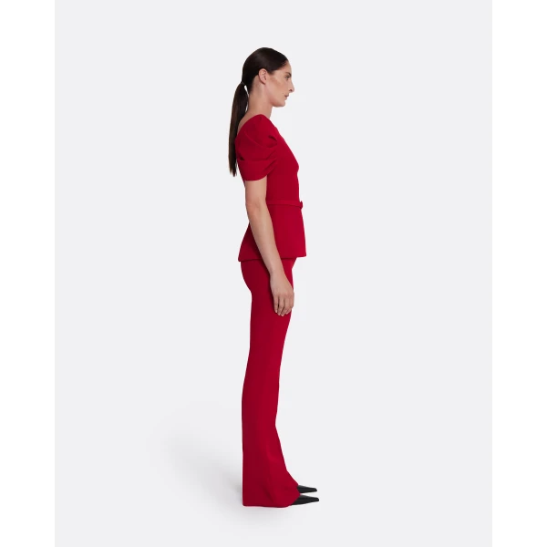 Safiyaa Ivana Top & Bertha Belt in Azalea Red, view 6