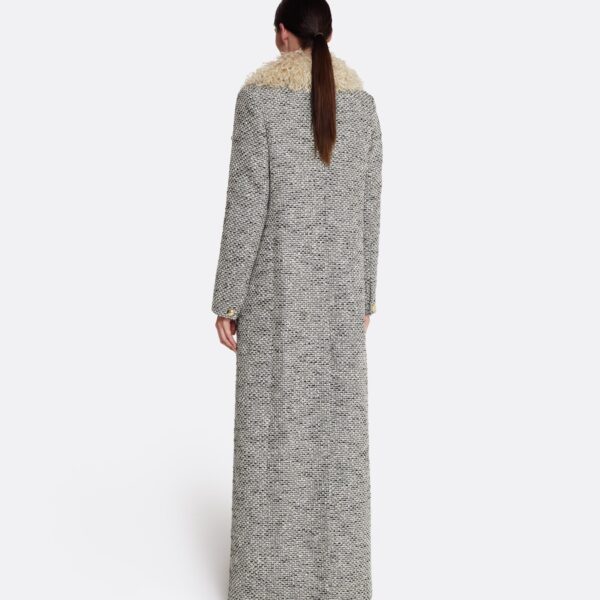 Safiyaa Leonora Jacket in Stone on Greyscale - Safiyaa Jackets - Heavy Crepe Cape Gown - Shop at Coveti