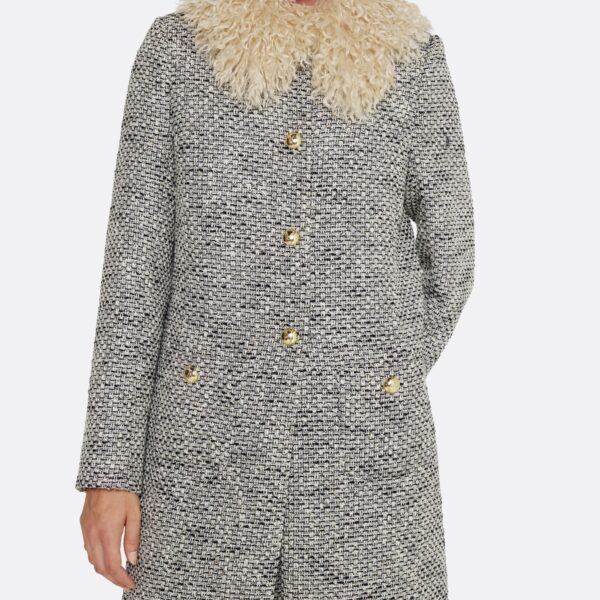Safiyaa Leonora Jacket in Stone on Greyscale - Safiyaa Jackets - Heavy Crepe Cape Gown - Shop at Coveti