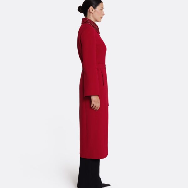 Safiyaa Lillita Jacket in Azalea Red with Multi-reds - Safiyaa Jackets - Heavy Crepe Cape Gown - Shop at Coveti