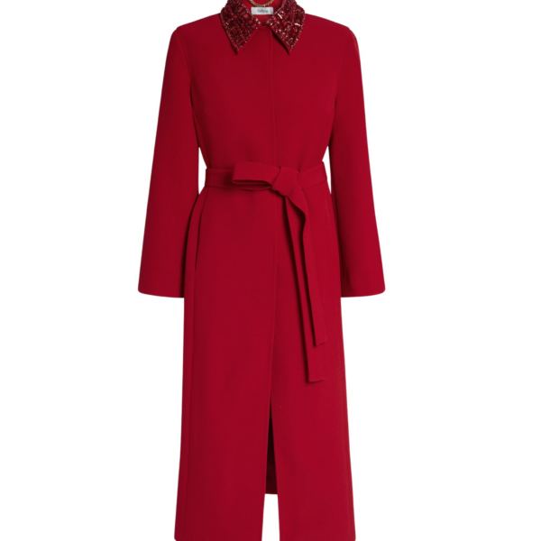 Safiyaa Lillita Jacket in Azalea Red with Multi-reds - Safiyaa Jackets - Heavy Crepe Cape Gown - Shop at Coveti