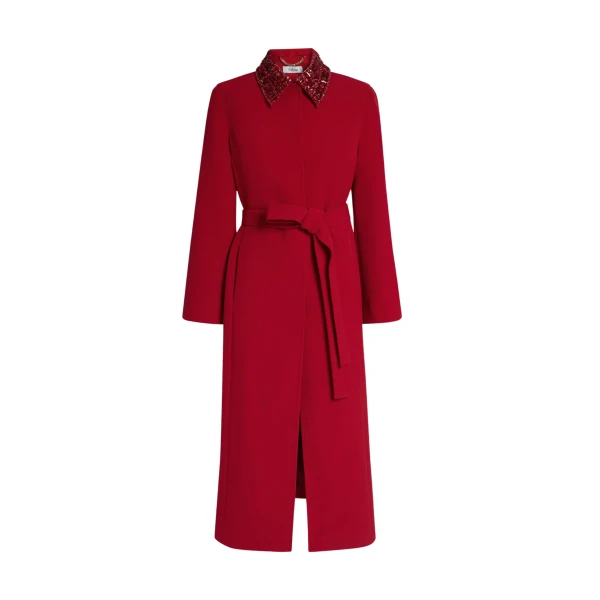 Safiyaa Lillita Jacket in Azalea Red with Multi-reds - Safiyaa Jackets - Heavy Crepe Cape Gown - Shop at Coveti