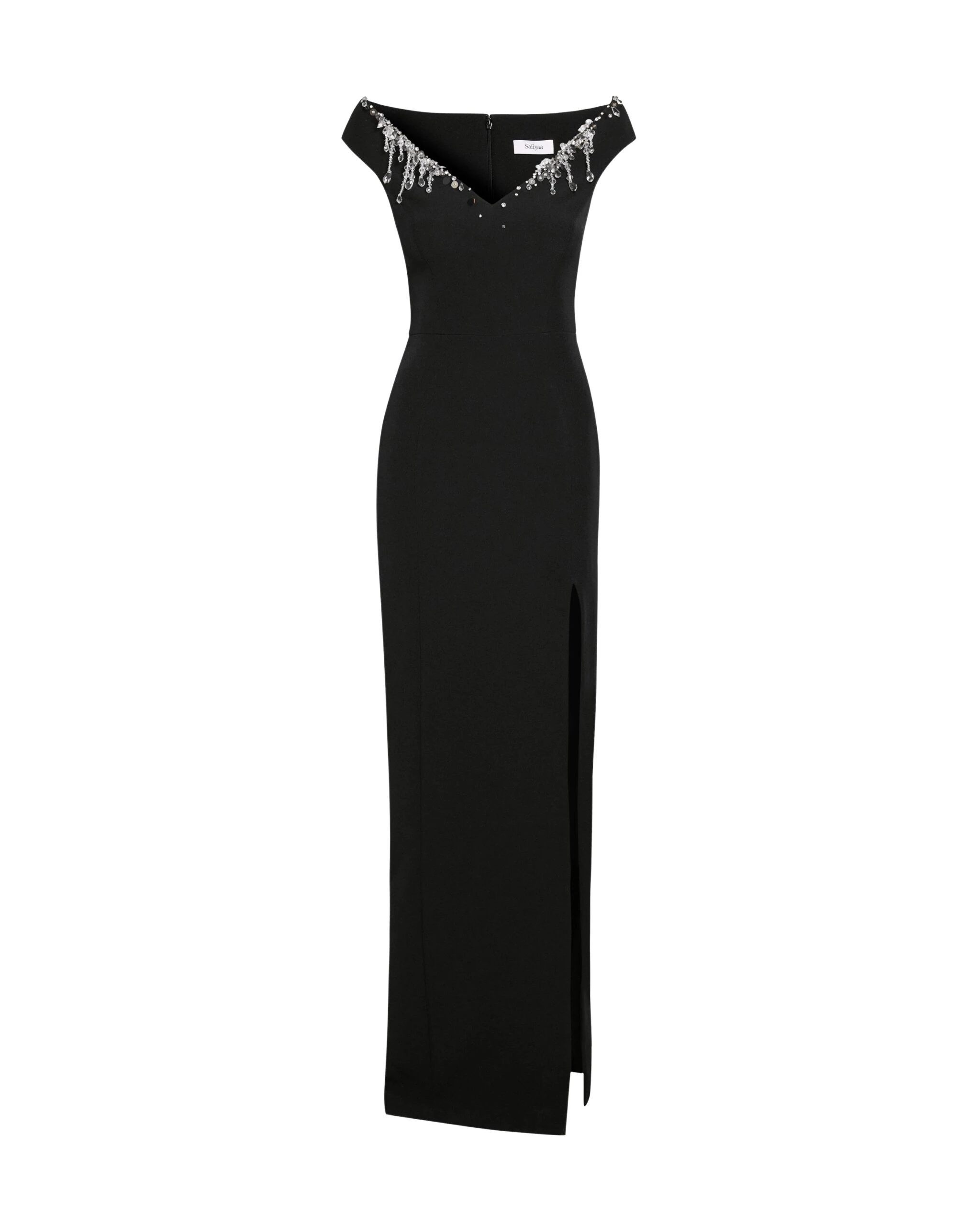 Safiyaa-Lucrezia-Long-Dress-in-Black-with-Smokecrystal-Coveti-scaled96028_nobg Safiyaa Lucrezia Long Dress in Black with Smoke/crystal - Safiyaa Dresses - Heavy Crepe Cape Gown - Shop at Coveti