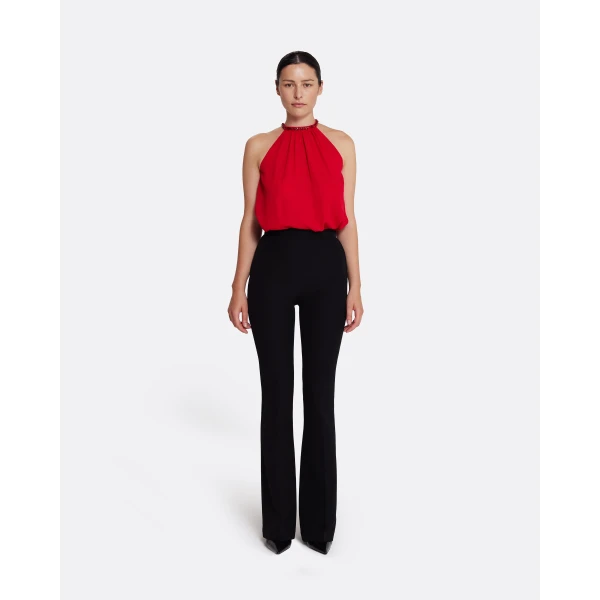 Safiyaa Lunetta Top in Azalea Red with Multi-reds, view 3