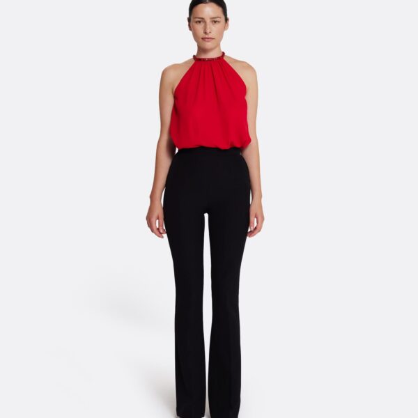 Safiyaa Lunetta Top in Azalea Red with Multi-reds - Safiyaa Tops - Heavy Crepe Cape Gown - Shop at Coveti