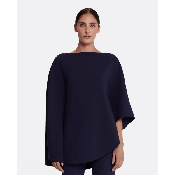 Safiyaa Marcella Top in Azurite - Safiyaa Tops - Heavy Crepe Cape Gown - Shop at Coveti