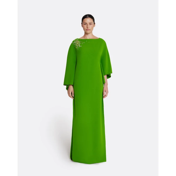 Safiyaa Marcellina Long Dress in Verdant Green with Multi-greens, view 2