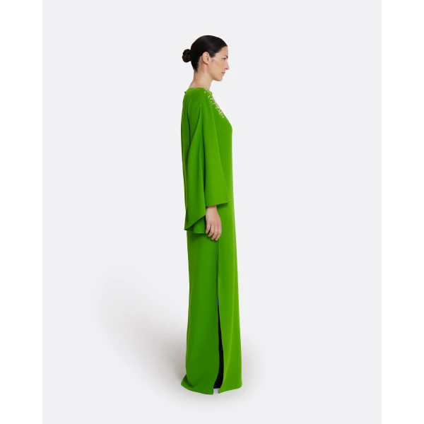 Safiyaa Marcellina Long Dress in Verdant Green with Multi-greens, view 5