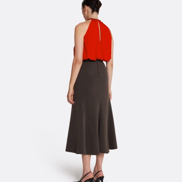 Safiyaa Marialuisa Skirt in Soft Brown - Safiyaa Skirts - Heavy Crepe Cape Gown - Shop at Coveti